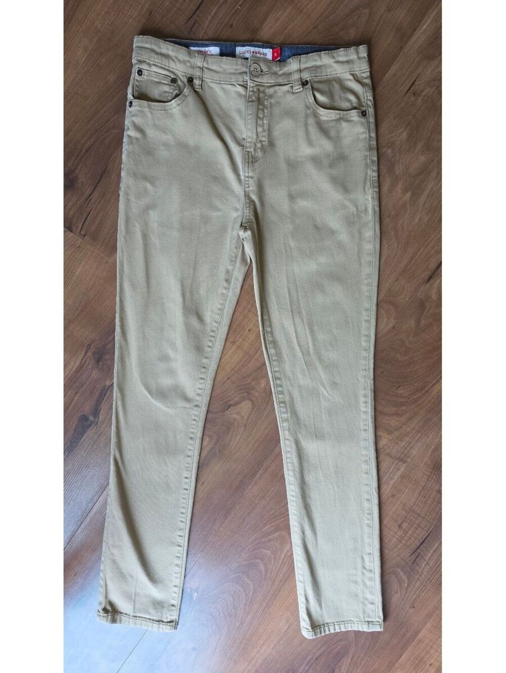 Lucky Brand Boys Size 16 Khaki Pants Skinny Stretch Twill Chinos Tan 28x29